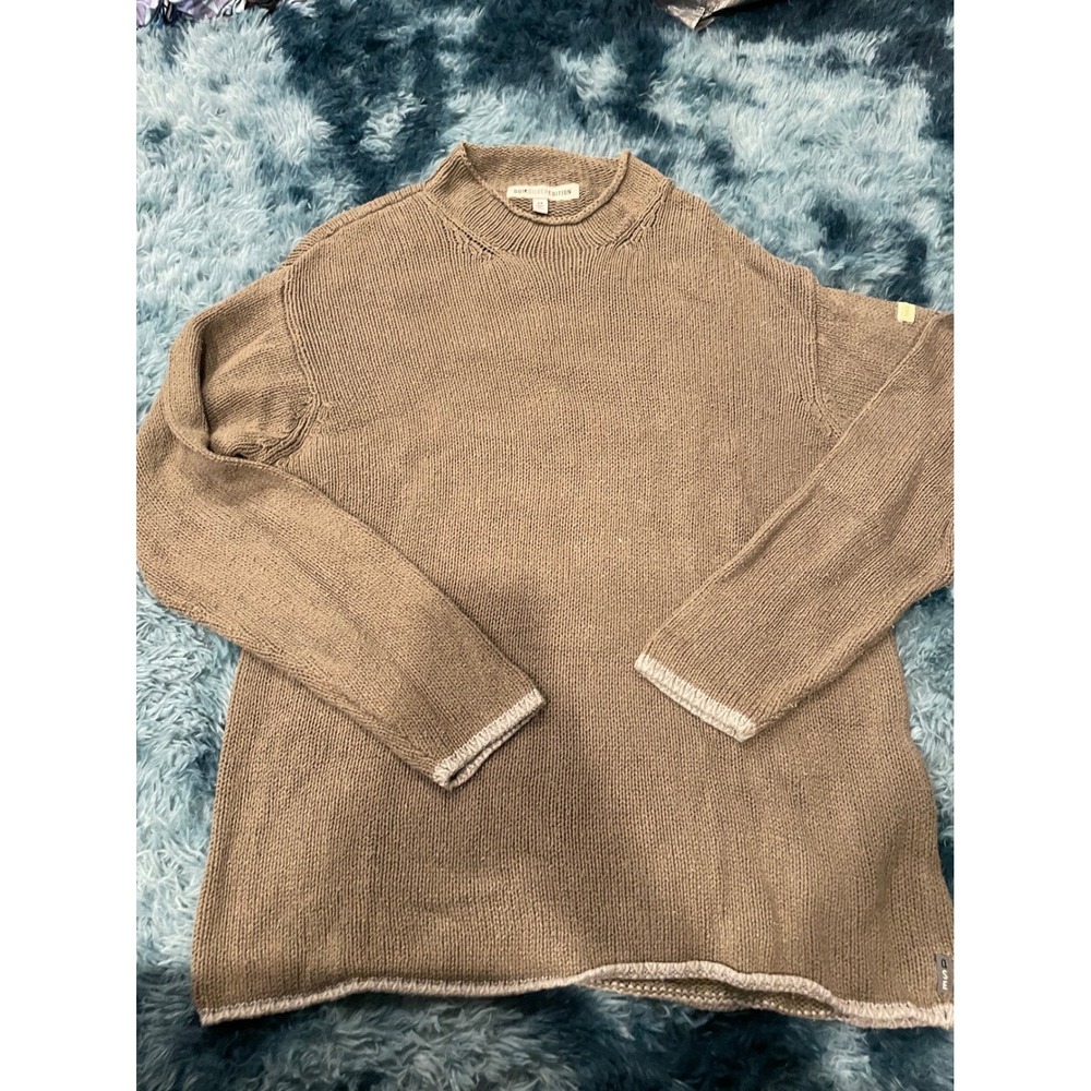 Quiksilver Edition Mens Mock Neck Knit Sweater Pullover Casual‎ Brown